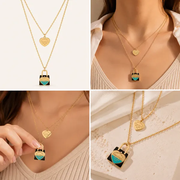 Gold_Double_Chain_Heart_Lock_Pendant_Necklace_For_Women