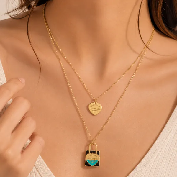 Gold_Double_Chain_Heart_Lock_Pendant_Necklace_For_Women