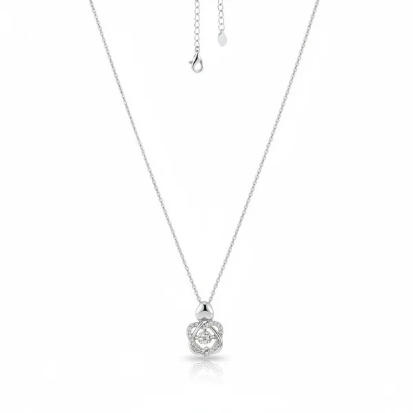Silver_Floral_Blossom_Sparkle_Pendant_Necklace_For_Women