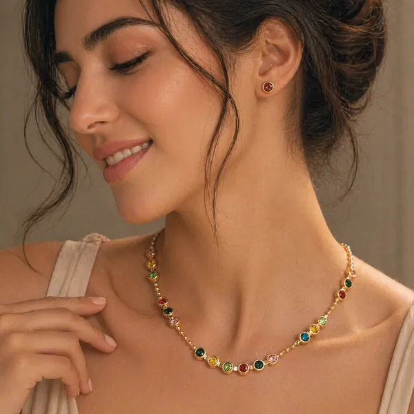 Anti_Tarnish_Multi_Crystals_Ball_Chain_Single_Line