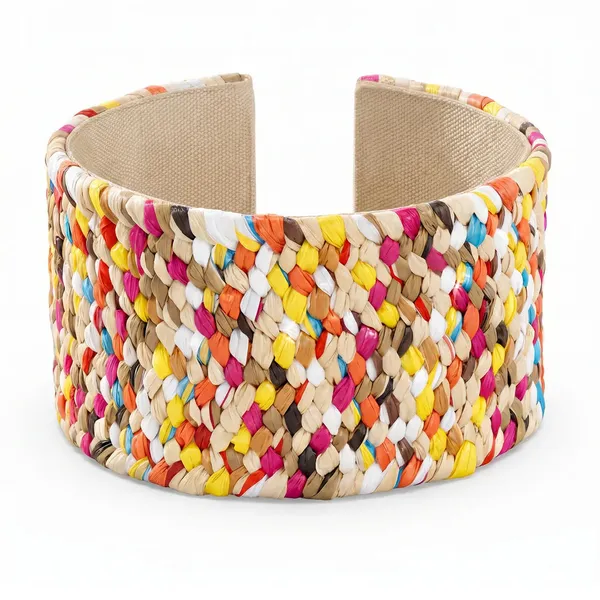 Multicolor_Raffia_Woven_Bohemian_Adjustable_Cuff_Bracelet
