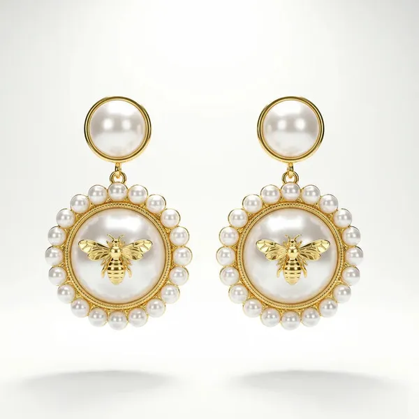 Gold_And_White_Pearl_Queen_Bee_Drop_Earrings_For_Women