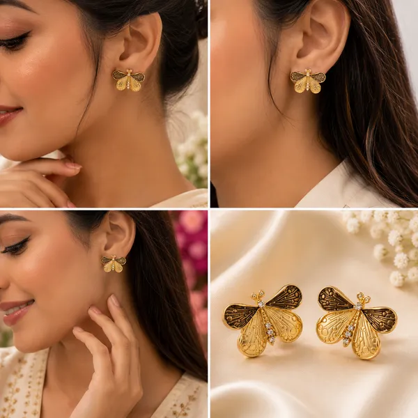 Gold_18K_Plated_Textured_Butterfly_Stud_Earrings_For_Women