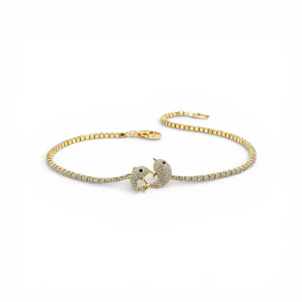 Gold_Crystal_Dolphin_Charm_Adjustable_Chain_Bracelet_For_Women