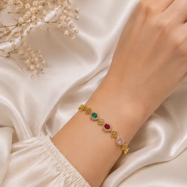 SHADOWBORNE_18K_PVD_Gold_Plated_Clover_Charm_Bracelet_with_Multicolor_CZ_Stones_for_Women