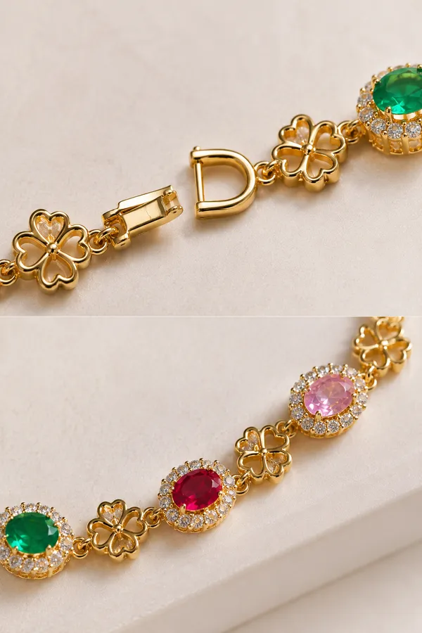 SHADOWBORNE_18K_PVD_Gold_Plated_Clover_Charm_Bracelet_with_Multicolor_CZ_Stones_for_Women