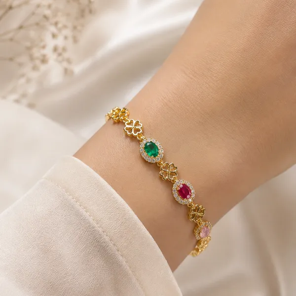 SHADOWBORNE_18K_PVD_Gold_Plated_Clover_Charm_Bracelet_with_Multicolor_CZ_Stones_for_Women