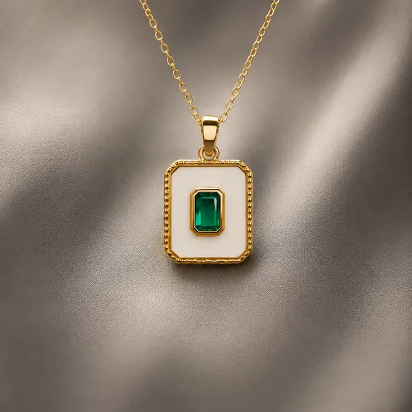 SHADOWBORNE_Emerald_Green_Rectangle_Pendant_Necklace_for_Women_&_Girls