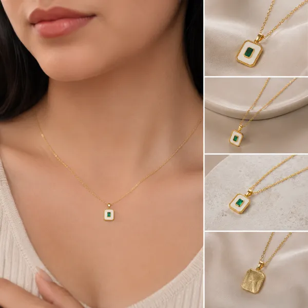 SHADOWBORNE_Emerald_Green_Rectangle_Pendant_Necklace_for_Women_&_Girls