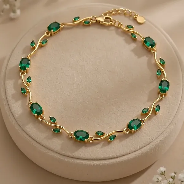 SHADOWBORNE_Green_Emerald_Tulip_Bracelet_for_Women_|_18K_Gold_Plated_Premium_Stainless_Steel_Jewellery