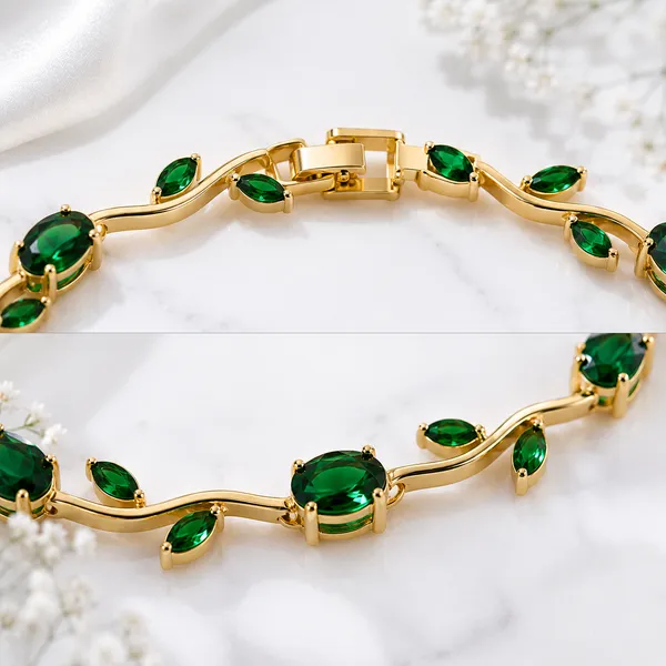 SHADOWBORNE_Green_Emerald_Tulip_Bracelet_for_Women_|_18K_Gold_Plated_Premium_Stainless_Steel_Jewellery