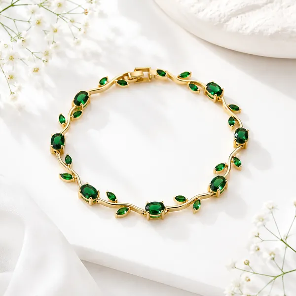 SHADOWBORNE_Green_Emerald_Tulip_Bracelet_for_Women_|_18K_Gold_Plated_Premium_Stainless_Steel_Jewellery