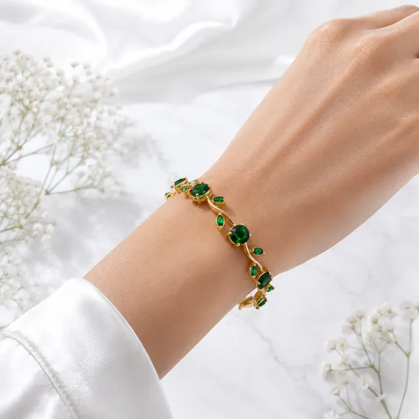 SHADOWBORNE_Green_Emerald_Tulip_Bracelet_for_Women_|_18K_Gold_Plated_Premium_Stainless_Steel_Jewellery