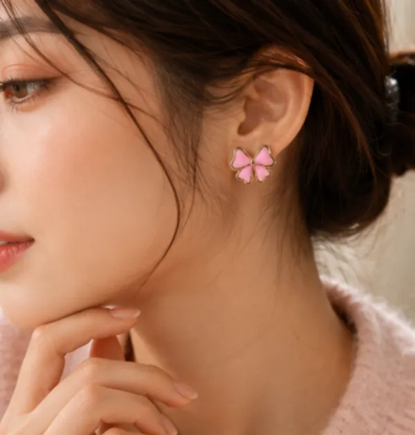 SHADOWBORNE_Pastel_Pink_Bow_Stud_Earrings_