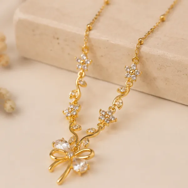 White_Gold_Blossom_Tulip_&_Bow_Pendant_Necklace