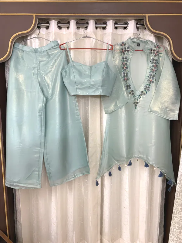3_piece_Metallic_Tissue_partywear_co-ord_set_with_Buster
