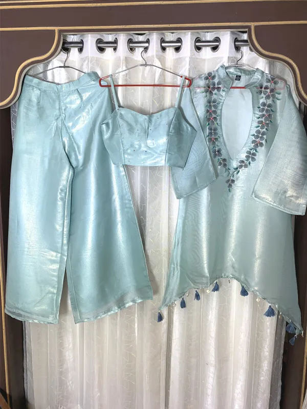 3_piece_Metallic_Tissue_partywear_co-ord_set_with_Buster