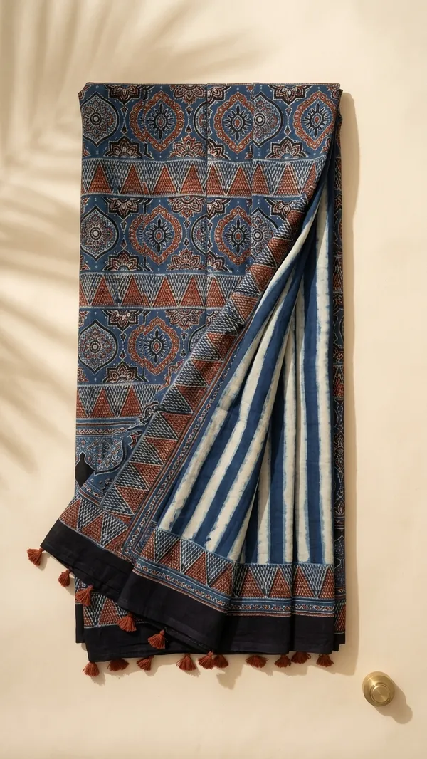 Ajrak_Modal_Silk_Saree_in_Dusky_Sapphire_Symphony_