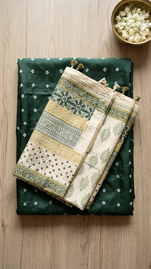 Ajrak_Modal_Silk_Saree_in_Emerald_Heirloom_color_