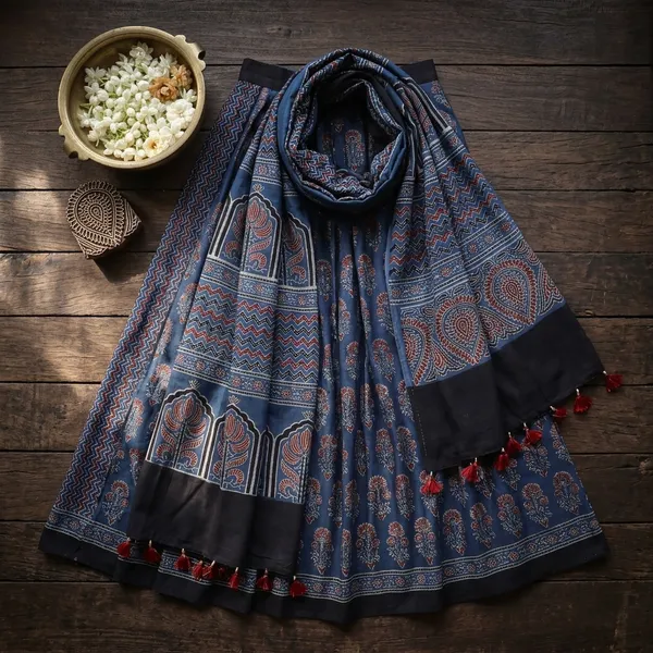 Ajrak_Modal_Silk_Saree_in_Neel_Opulence_color