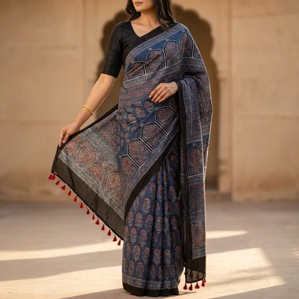 Ajrak_Modal_Silk_Saree_in_Neel_Opulence_color