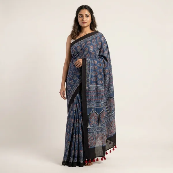 Ajrak_Modal_Silk_Saree_in_Neel_Opulence_color