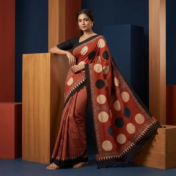 Ajrak_Modal_Silk_Saree_in_Terracotta_Eclipse_color_
