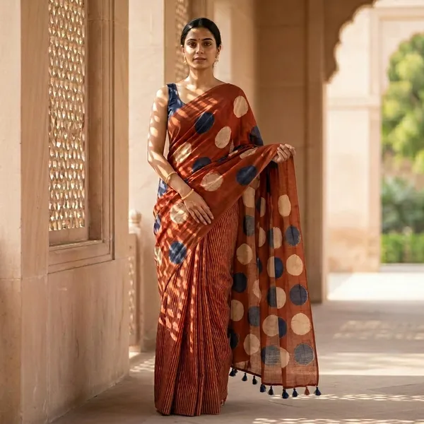 Ajrak_Modal_Silk_Saree_in_Terracotta_Eclipse_color_
