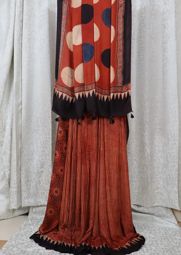 Ajrak_Modal_Silk_Saree_in_Terracotta_Eclipse_color_