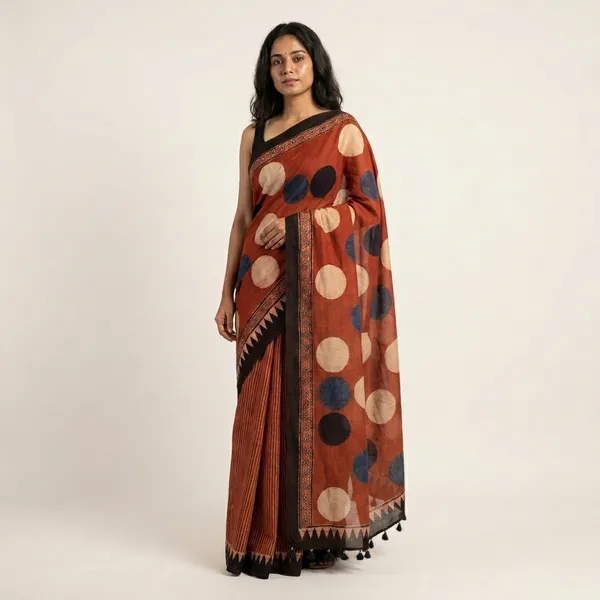 Ajrak_Modal_Silk_Saree_in_Terracotta_Eclipse_color_