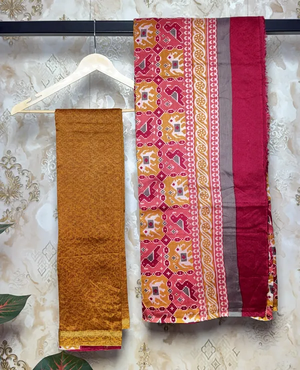 Rust_Mustard_&_Rani_Pink_Maheshwari_Silk_Suit_Dress_Material_For_Women