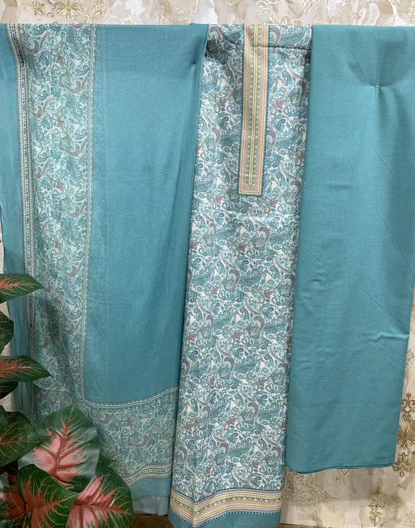 Light_Firozi_Combed_Soft_Cotton_&_Chiffon_Dupatta_Suit_Dress_Material_For_Women