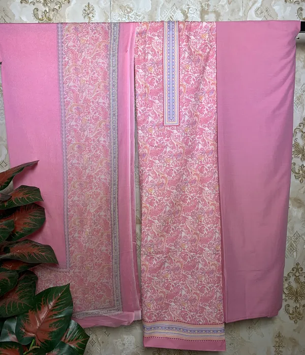 Gaajari_Pink_Combed_Soft_Cotton_&_Chiffon_Dupatta_Suit_Dress_Material_For_Women