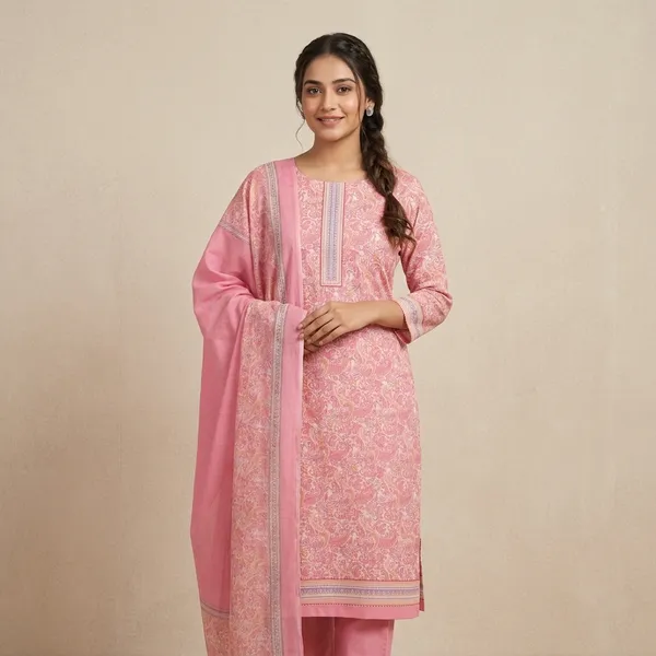 Gaajari_Pink_Combed_Soft_Cotton_&_Chiffon_Dupatta_Suit_Dress_Material_For_Women