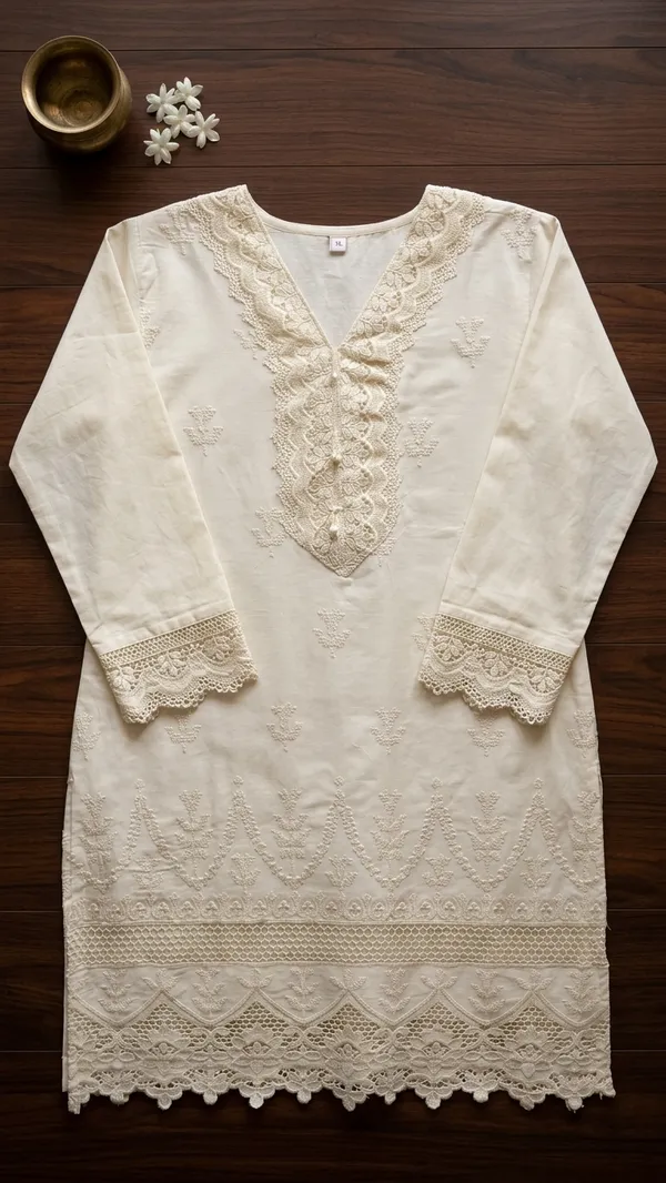 Cotton_embroidery_lace_work,_Paul_work_co-ord_set_with_lace_work_on_bottom_