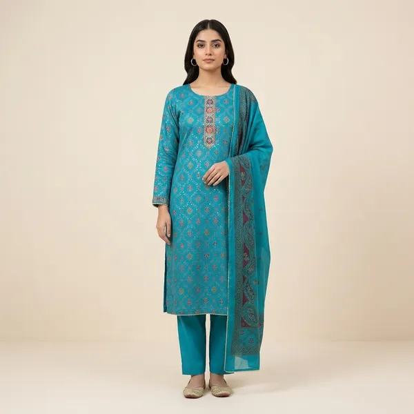 Deep_Firozi_Soft_Fabric_Lehriya_Bandhani_Suit_Dress_Material_For_Women