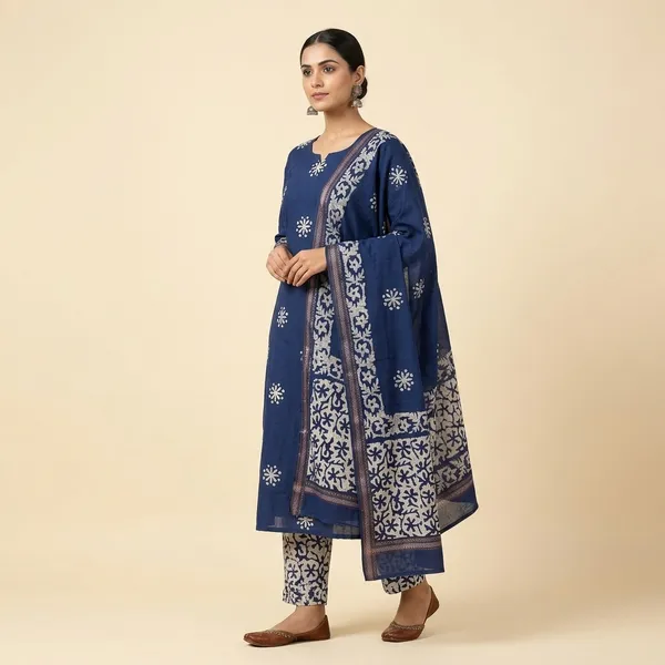 Indigo_Blue_Cotton_/_Base_Not_Specified_Batik_Print_Suit_Dress_Material_For_Women