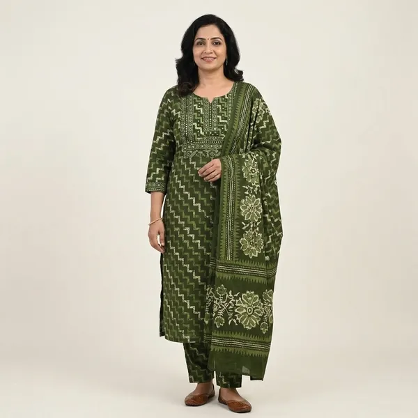 Fresh_Green_Jam_Cotton_&_Muslin_Dupatta_Suit_Dress_Material_For_Women