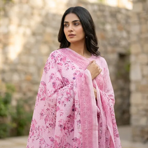 Fresh_Pink_Jacquard_Cotton_&_Chiffon_Suit_Dress_Material_For_Women