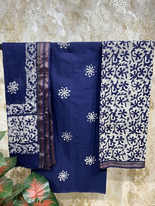 Indigo_Blue_Cotton_/_Base_Not_Specified_Batik_Print_Suit_Dress_Material_For_Women