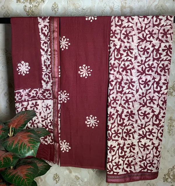 Maroon_Red_Cotton_/_Base_Not_Specified_Batik_Print_Suit_Dress_Material_For_Women