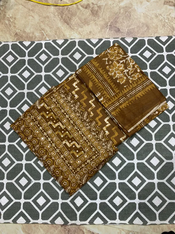 Mustard_Yellow_Brown_Jaipuri_Cotton_Suit_Dress_Material_For_Women