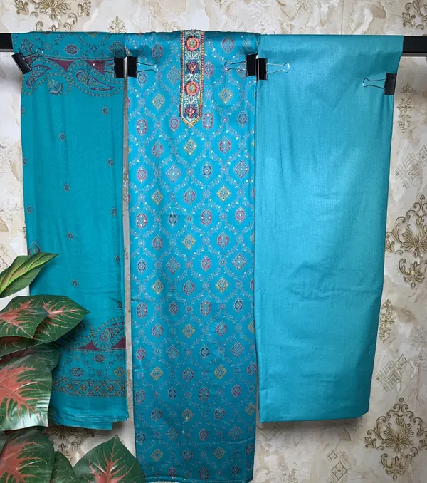 Deep_Firozi_Soft_Fabric_Lehriya_Bandhani_Suit_Dress_Material_For_Women