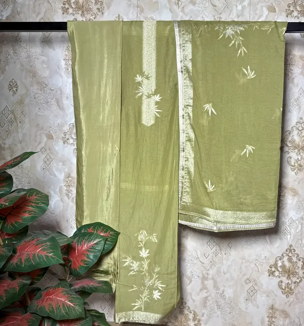 Mehendi_Jamdani_Mal_Silk_&_Crepe_Bottom_Suit_Dress_Material_For_Women