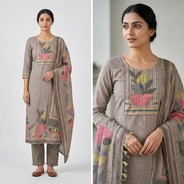 Grey_Linen_&_Rayon_Bottom_Suit_Dress_Material_For_Women