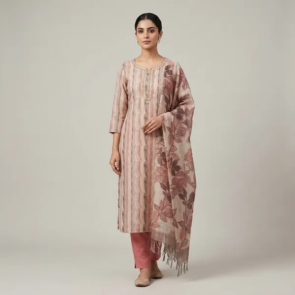 Cream_Brown_Peach_Premium_Linen_&_Rayon_Bottom_Suit_Dress_Material_For_Women