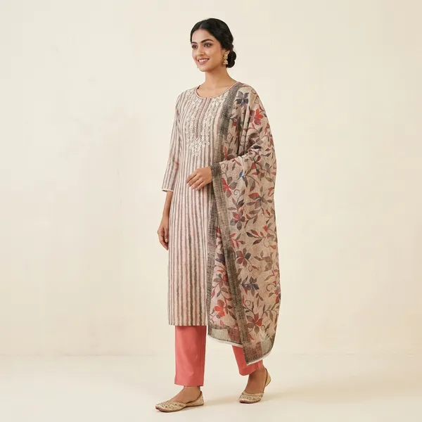 Cream_Grey_And_Peach_Premium_Linen_&_Rayon_Bottom_Suit_Dress_Material_For_Women