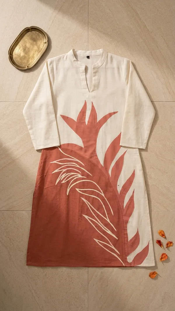 Linen_Cotton_dress_with_beautiful_sleeves_&_hand_paint_work_