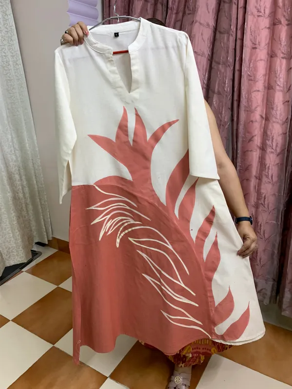 Linen_Cotton_dress_with_beautiful_sleeves_&_hand_paint_work_