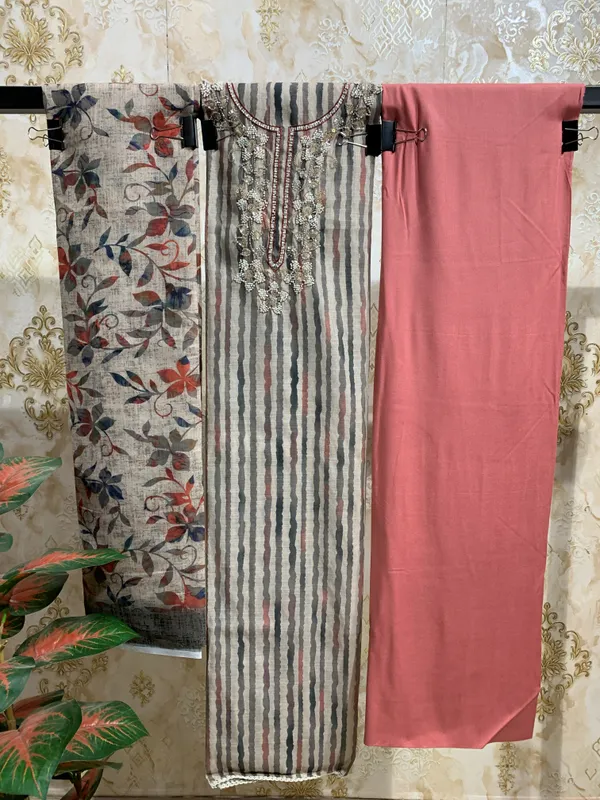 Cream_Grey_And_Peach_Premium_Linen_&_Rayon_Bottom_Suit_Dress_Material_For_Women